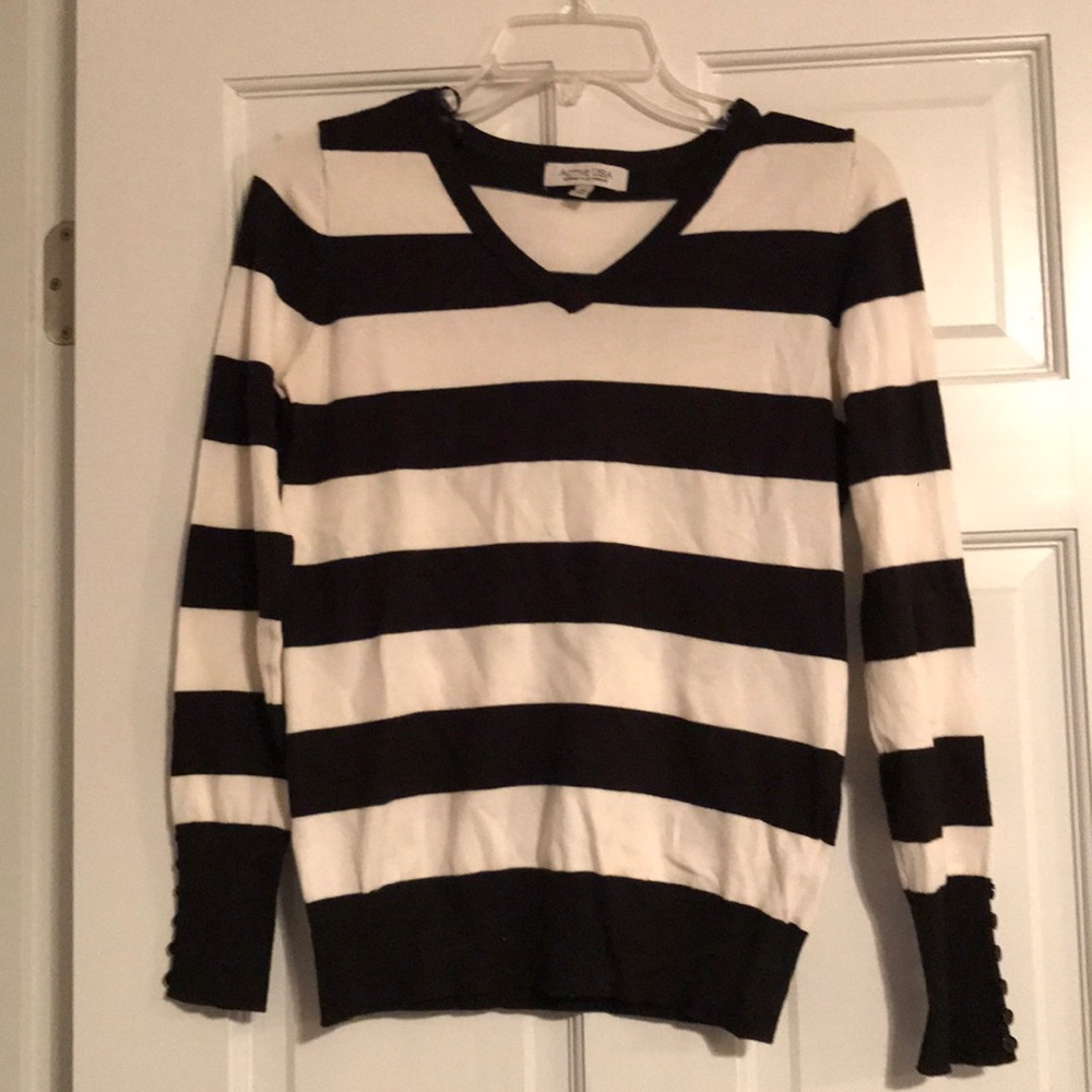 Active USA button sleeve striped sweater